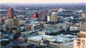 Aerial view of downtown San Antonia Texas where Victor Steffen is an investor-friendly real estate agent