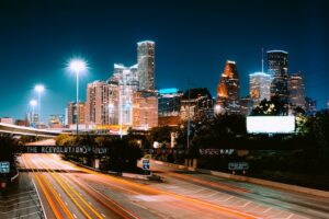 Houston skyline for Dallas vs Houston living